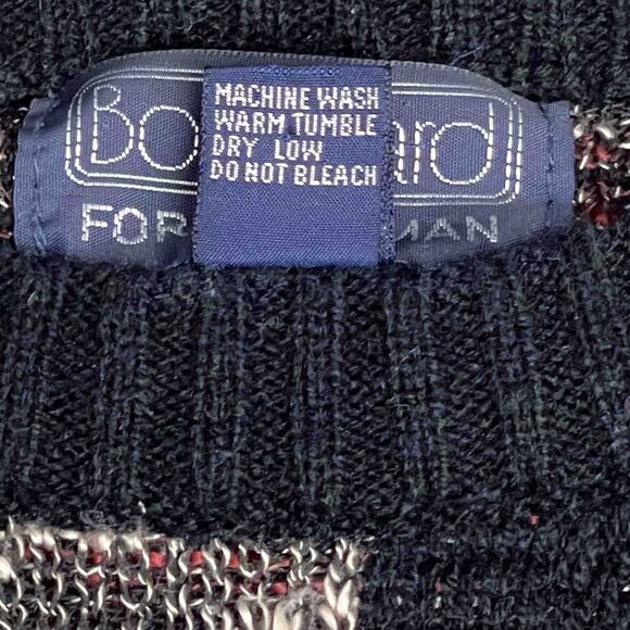 Boulevard By Block Men's Grandpa Crew Neck Sweater XLT Black Red Geometric Knit - Picture 3 of 6